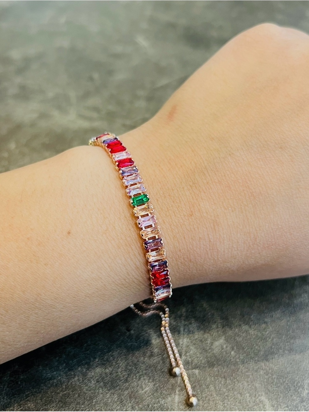Multicolor Cubic Zirconia Tennis Bracelet